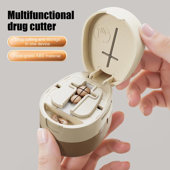 2-in-1 Pill Cutter Adjustable 1/2 1/4 Pill Splitter with Sharp Blade Storage Compartment Portable Safe Tablet Cutter for Tiny Small And Large Pills