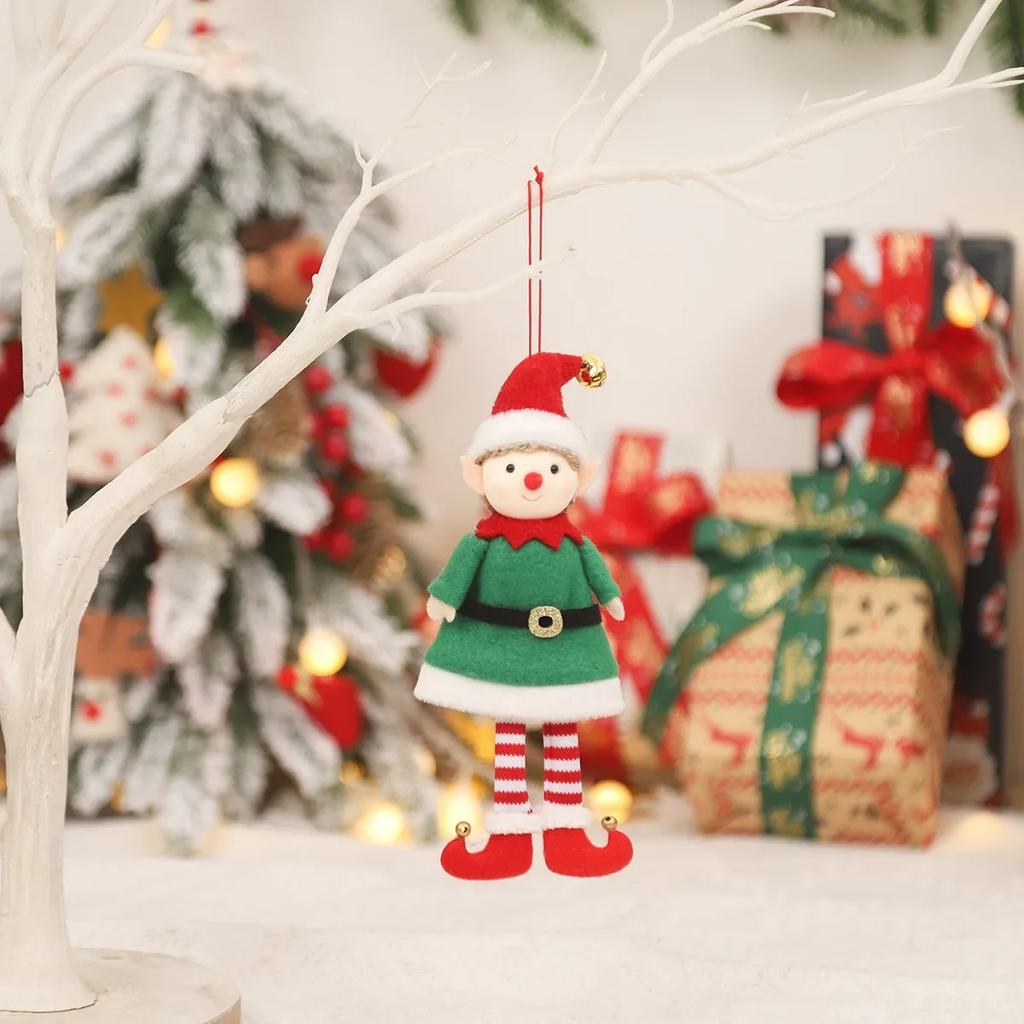 New 34CM Long Legged Cartoon Elf Doll Xmas Tree Pendants Window Decoration Christmas Party Ornament New S Gifts Home Decor
