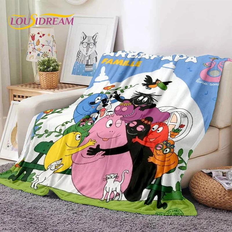 Koc Miękki z Rodziną Barbapapów 3D, Koc do Okrycia Utrzymujący Ciepło, Wygodny Koc na Piknik, Łóżka, Sofę, Dom, Sypialnię, Dzieci