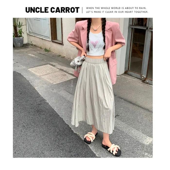 

2024 Yamamoto Летняя длинная юбка с французской талией, подчеркивающей фигуру - Миди, Пышная юбка-зонт Medium