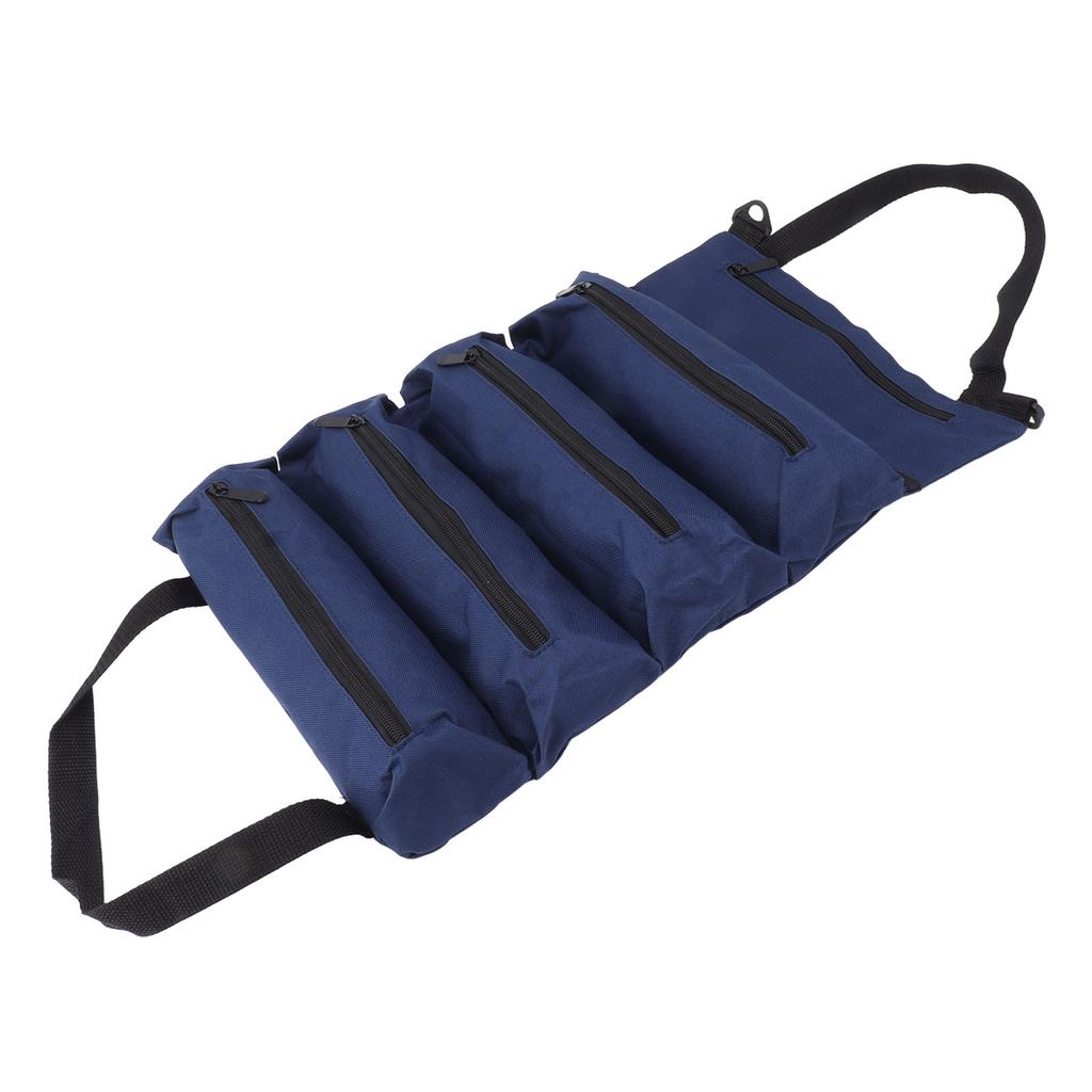 Roll Up Tool Bag 5 Zipper Pockets Portable Oxford Cloth Electricians Tool Bag for Carpenter Plumber