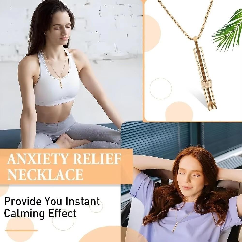 Achtsamkeitstraining Pfeife Halskette Edelstahl Tragbar Yoga Halskette Halskette Drehbar Stressabbau Halskette