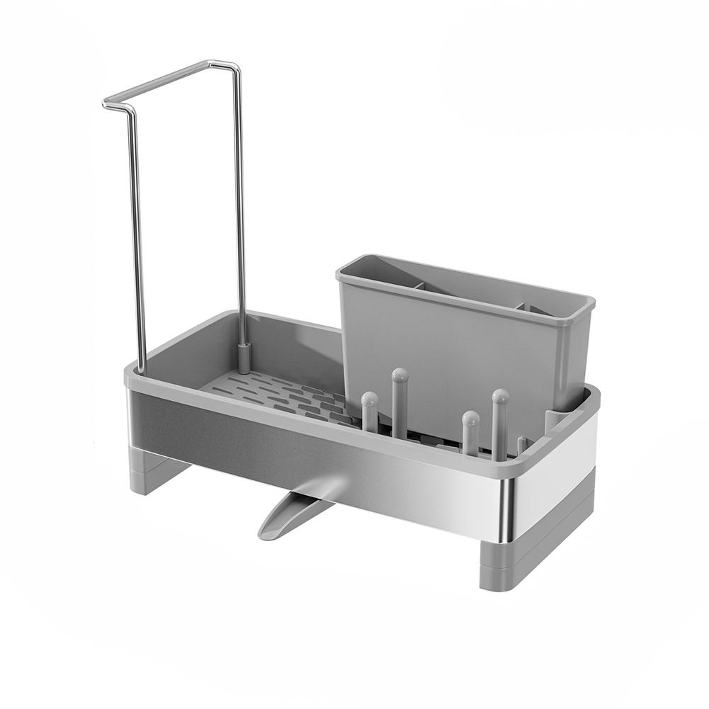 Kitchen Sponge Holder Sink Organizer Divided Compartments Efficient Drainage Tidy Sink Area Storage Rack Storage Holder