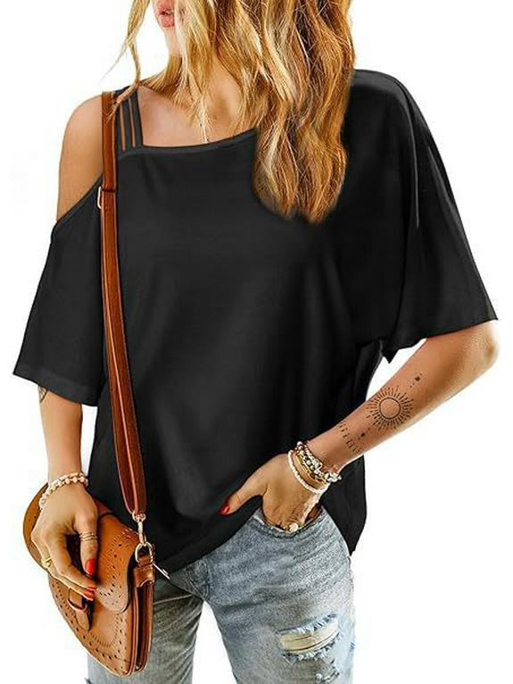 Women's Casual Off-Shoulder Loose Short-Sleeve T-shirt