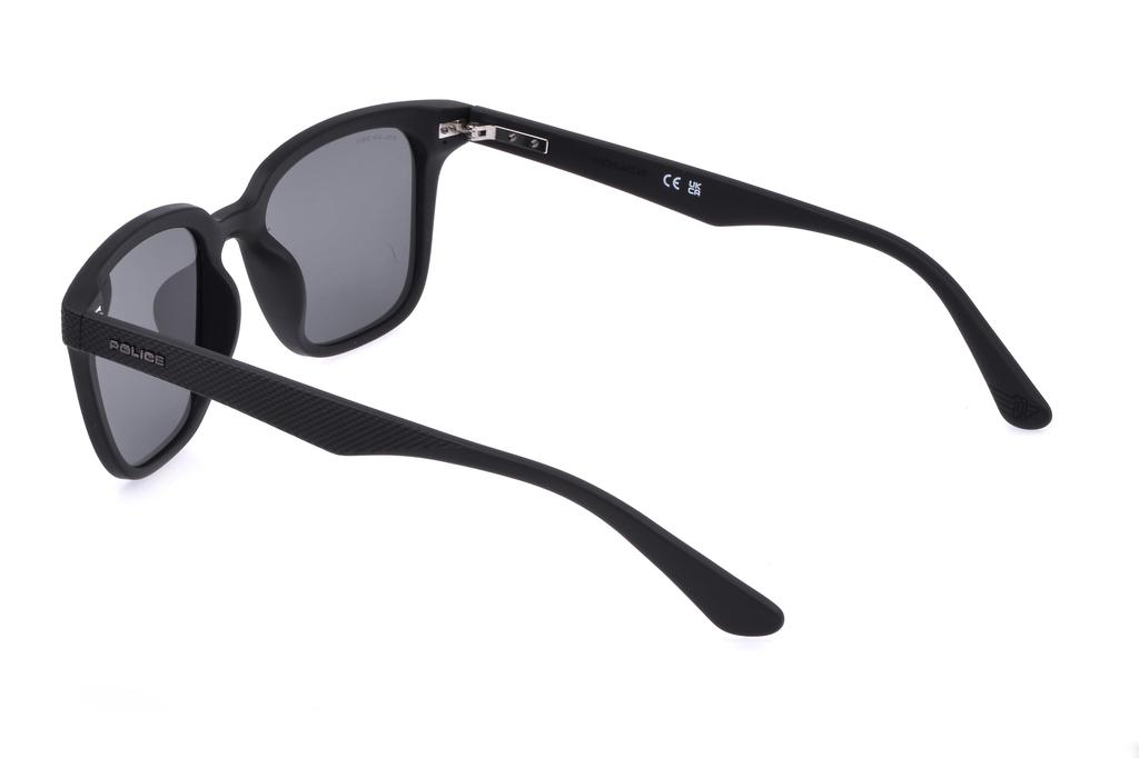 POLICE SPLE01 U28B 52 Polarized Sunglasses for Men: UV Protection, Lightweight, Wellington Style, Matte Black Frame, Polarized Smoke Mirror Blue