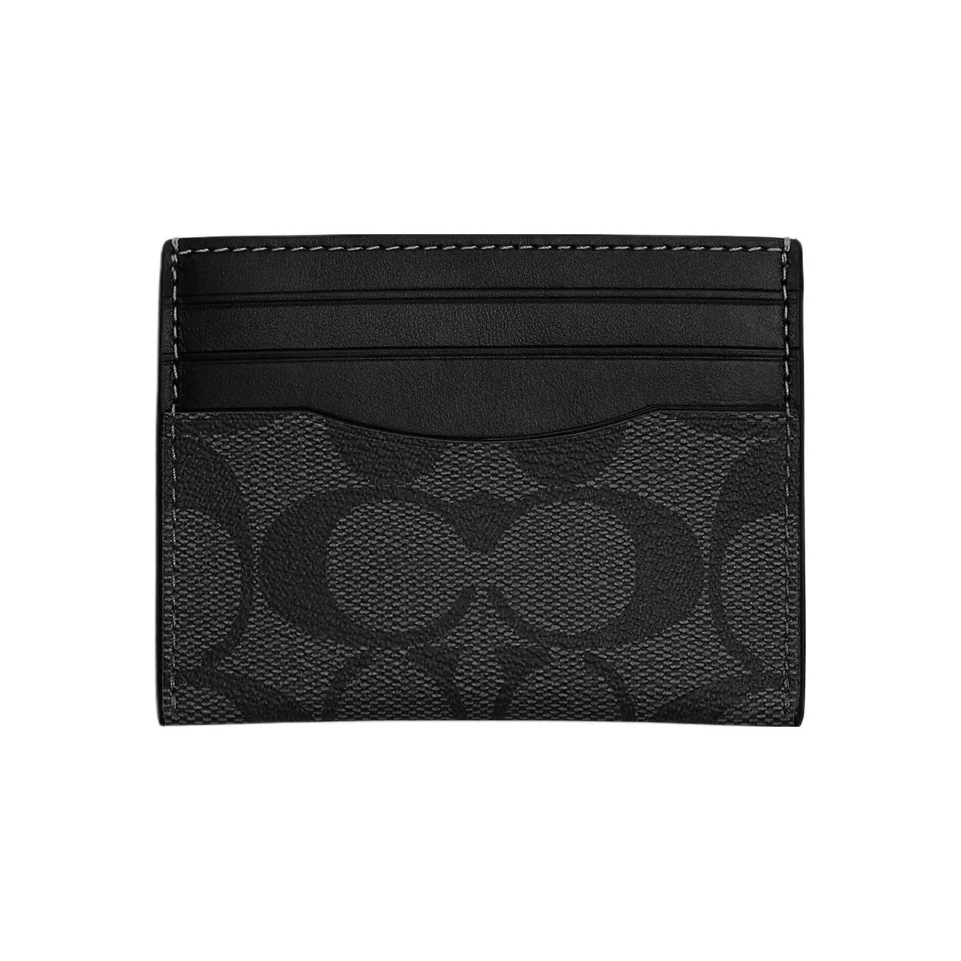 Coach CQ031-QBMI5 Slim ID Card Case Signature Canvas Charcoal Black Basic Set (Bag+Dust Bag)
