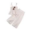 New Children's Summer Outfit for Girls, Tie Strap Camisole Top + Wide-Leg Pants, Baby Mori Style Set, Korean Version Vacation Set