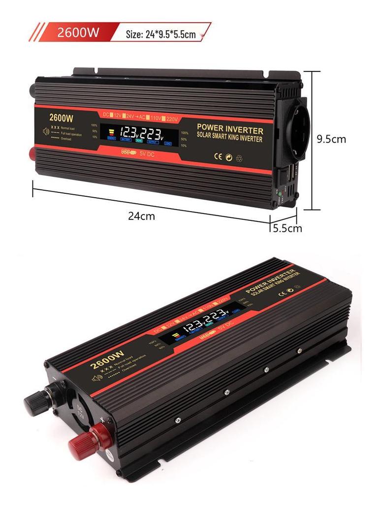 CARMAER 500W/2000W Modified Sine Wave Car Inverter, 12V/24V To 220V, 60HZ, European Standard