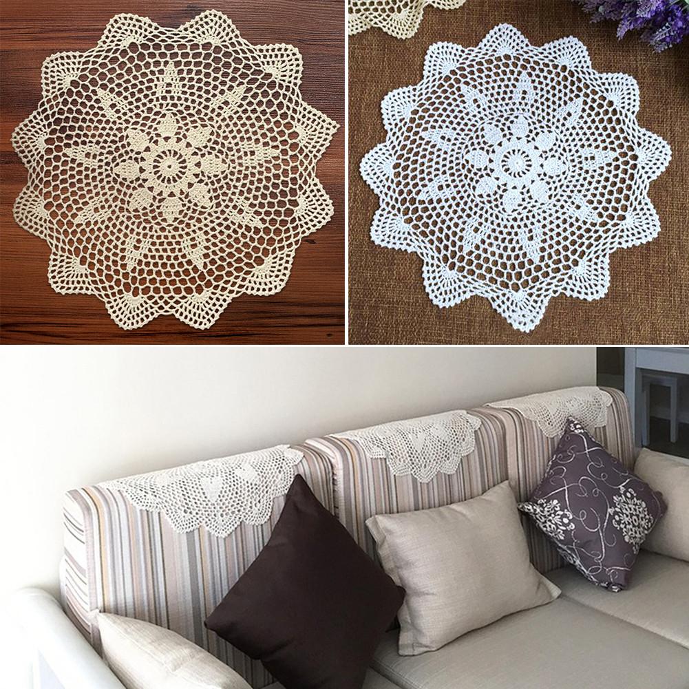 25cm Diameter Crochet Mats Lace Table Cloth Vintage Doily