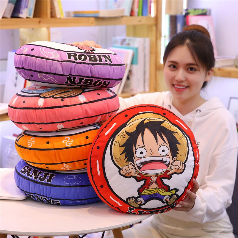 New One Piece Circular Pillow Anime Peripheral Luffy Chopper Double-Sided Printing Nap Cushion Pillow Room Sofa Decoration Gift