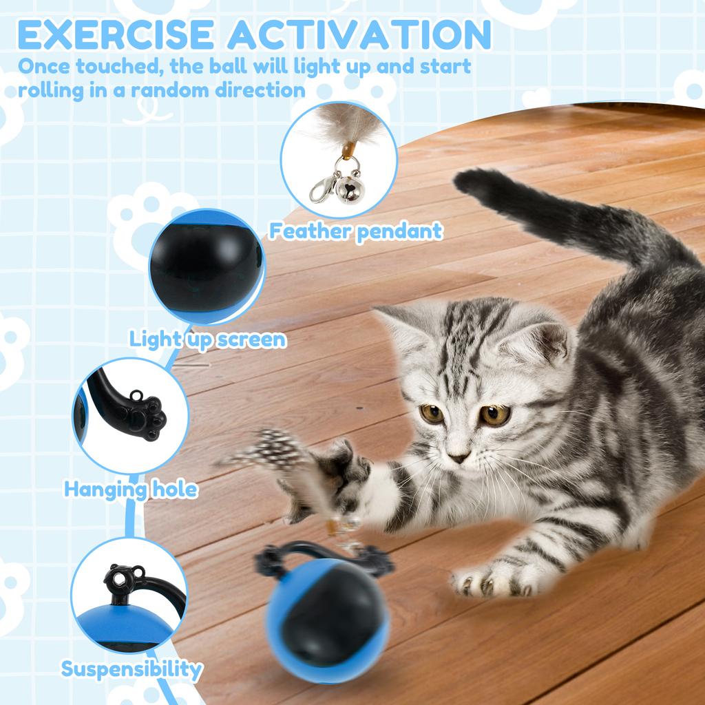 Elektryczna inteligentna zabawka dla kotów Piłka dla kotów Interaktywny pilot zdalnego sterowania Aktywowany ruchem Trening piór Naśladuj mysz Zabawki dla zwierząt