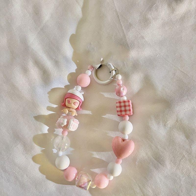 Anti-lost Versatile Cheese Candy Color Cartoon Beaded Mobile Phone Lanyard Key DIY Bracelet Ccd Camera Lanyard