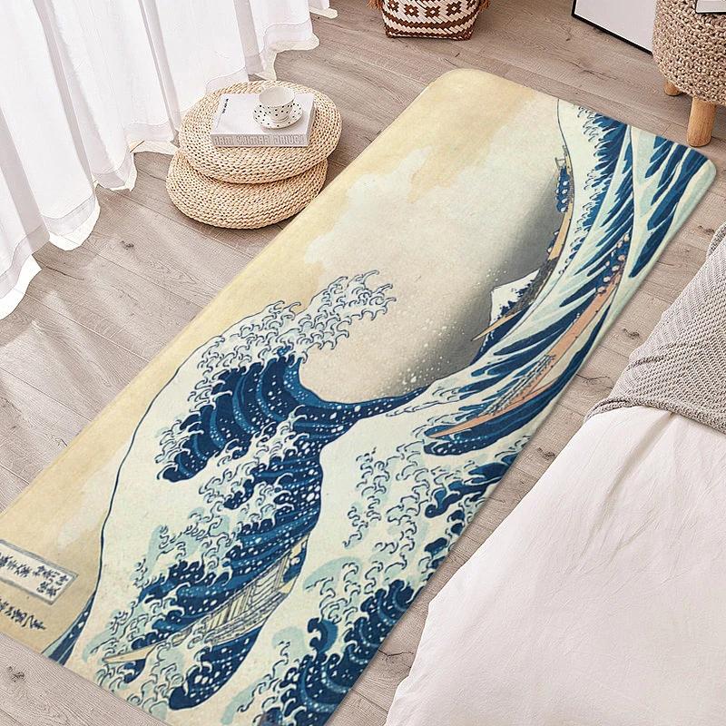 Carpet for Bedroom Japanese Waves Living Room Rugs Kitchen Floor Mat Washable Non-slip Doormat Entrance Door Home Decorations