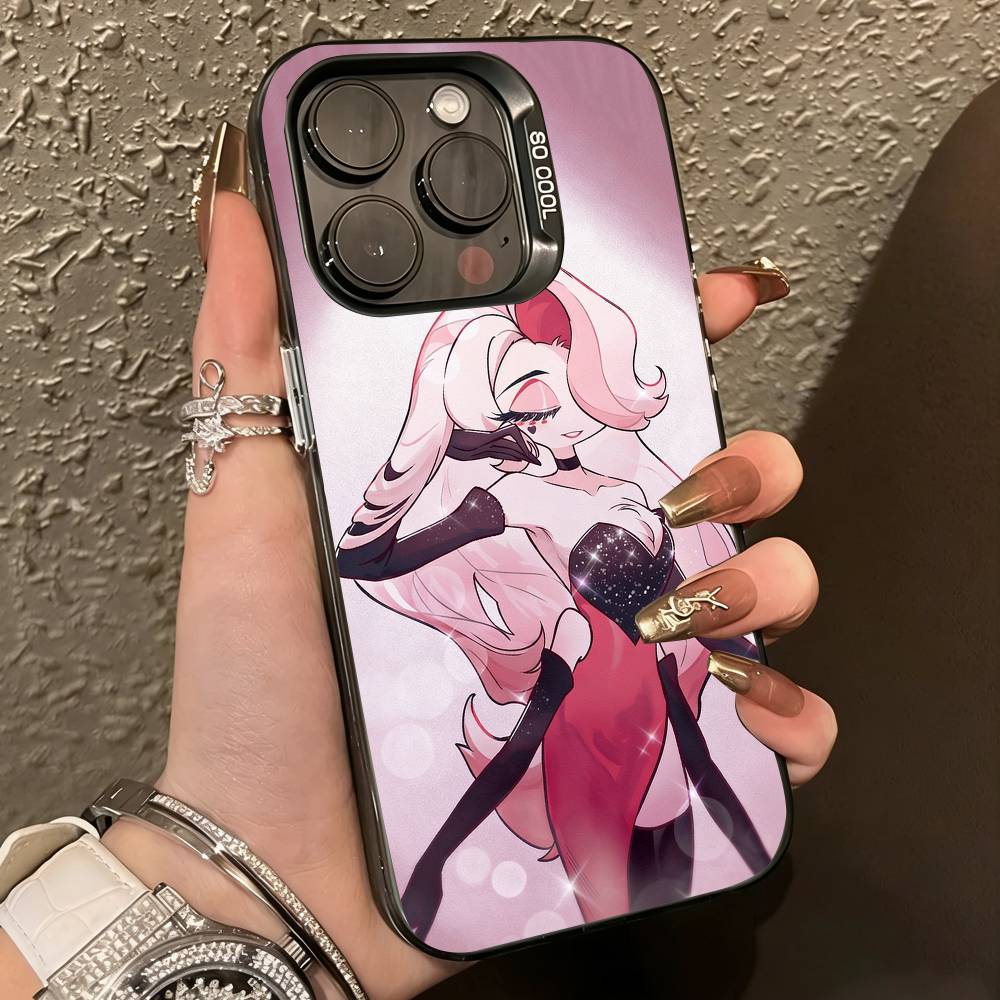 A-Angel Dust-t H-Hazbin   Phone Case For iPhone 17,16,15,14,13,12,11 Plus,Pro Max,XS,Colorful Silver Black Cover