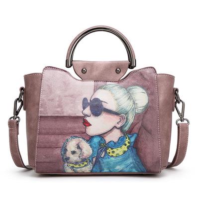 Borsa a tracolla monospalla di alta gamma, di grande capacità, alla moda e versatile, una borsetta con motivo cartone animato per ragazze