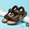 Men Hiking Sandals Outdoor Black Leather Sandals Wide Head Open Toe Sport Sandals Summer Beach Shoes for Father Plus Size