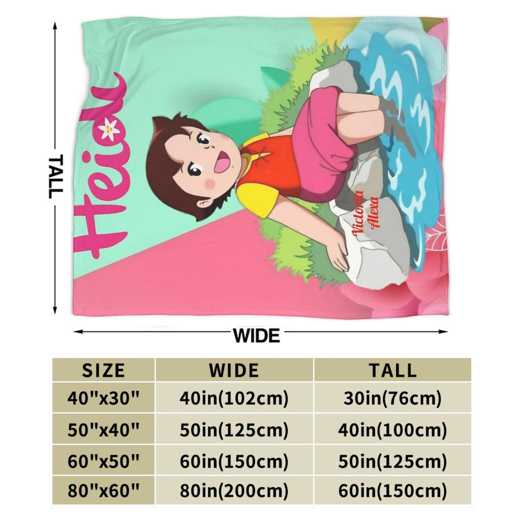Heidi, Mädchen der Berge Decke Warmes bedrucktes Plüsch-Kuscheldecke für Wohnzimmer Picknick Flanell Bettüberwurf Bettbezug