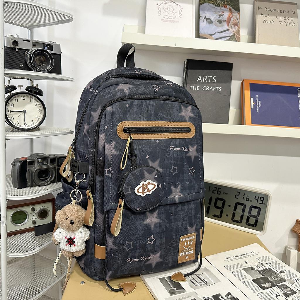 Schoolbag New Middle and High School Student Schoolbag Korean Version Casual Tie-dye Printed Backpack College Student Fashion Large-capacity Backpack