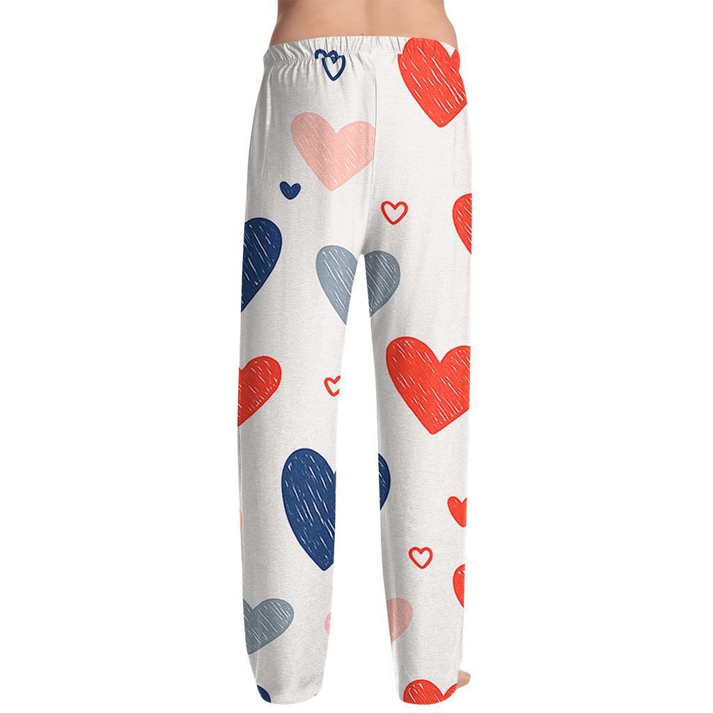 Herren Valentine's Day Bedruckte Kordelzug Lange Hosen Lässige Pyjamahosen