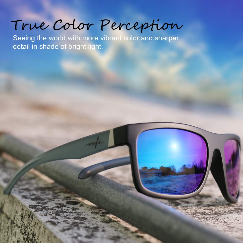 INFI Polarized Ultra with Mirrored UV for Sea and for Men and Women Sunglasses, Lightweight, Strap, Lenses, Protection, Fishing, Driving, Baseball,