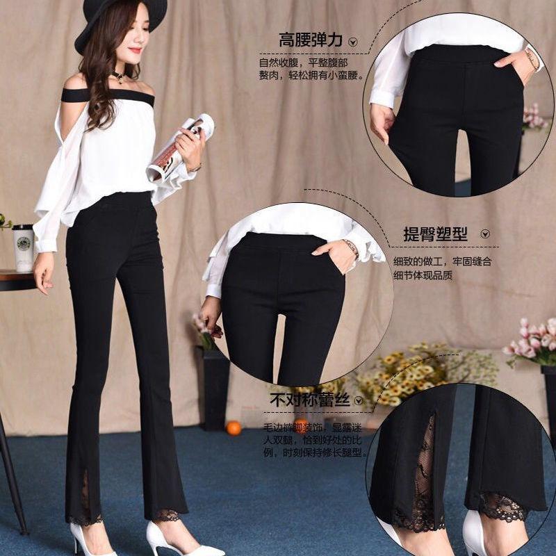 Women S Slim Fit Butt Lifting Lace Flared Split Ankle Pants