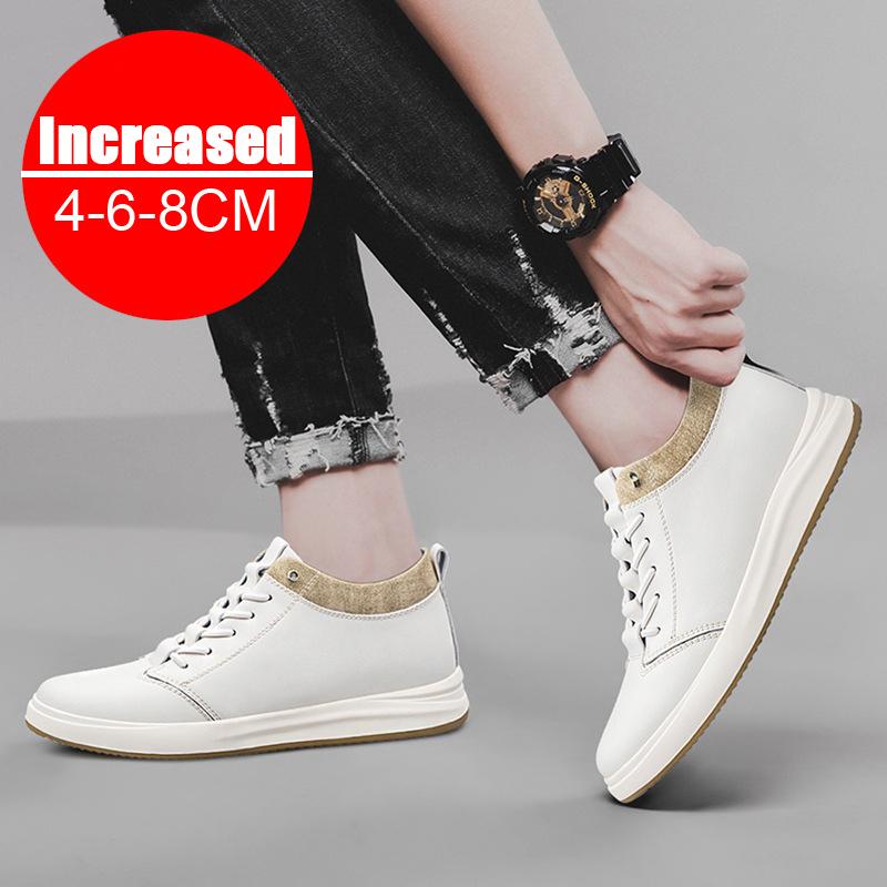 High Quality Leather Heightening Elevator Shoes Height Increase Shoes Men Height Insole 6/8CM Sneakers Sport Zapatos Para Hombre