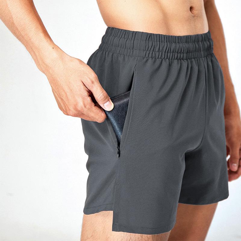 Men's Quick-Dry Sports Shorts with Invisible Zipper Pockets for Track and Field