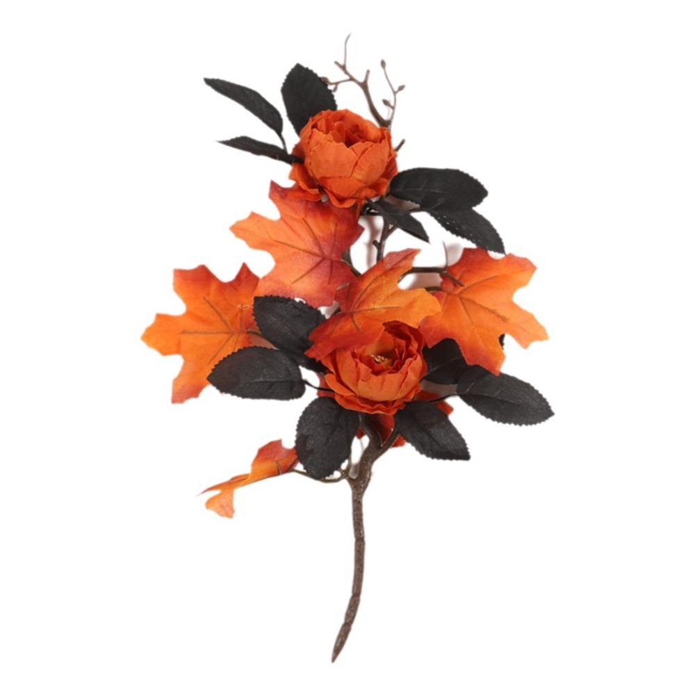 Vibrant Colors Halloween Simulated Flowers Decorative Maple Leaf Bouquet Dining Table