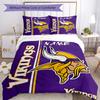 Minnesota Vikings Fanartikel 3-teiliges bedrucktes Bettwäsche-Set, Weiche atmungsaktive Bettbezüge und 8 Kissenbezüge, Heimdekorationsgeschenk