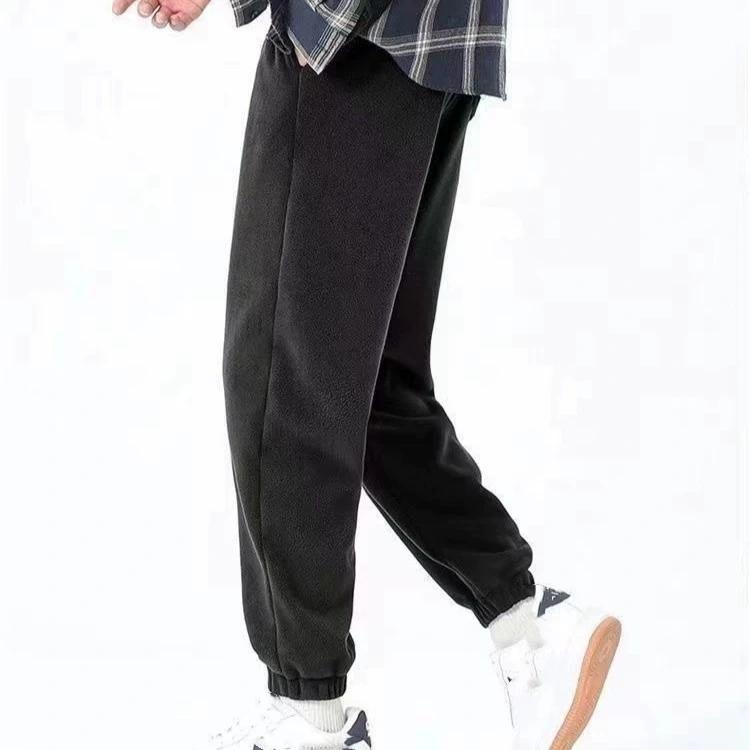 Pantaloni Fleece Polar Dublu-față Pantaloni Exterior pentru Bărbați Leggings Plus Catifea Fleece Gros de Iarnă Călduroși Pantaloni Sport Bărbați