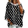 Women's Polka Dot Print Drawstring Hooded Sweatshirt Loose Fit Casual Top
