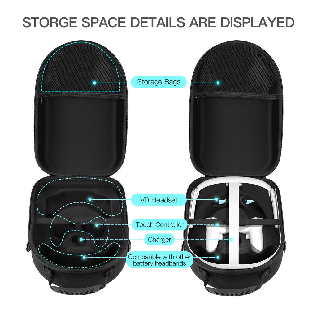For Meta Quest 3 Portable VR Glasses Storage Bag Shockproof EVA Hard Shell Travel Carrying Case With Shoulder Strap VR Accessori