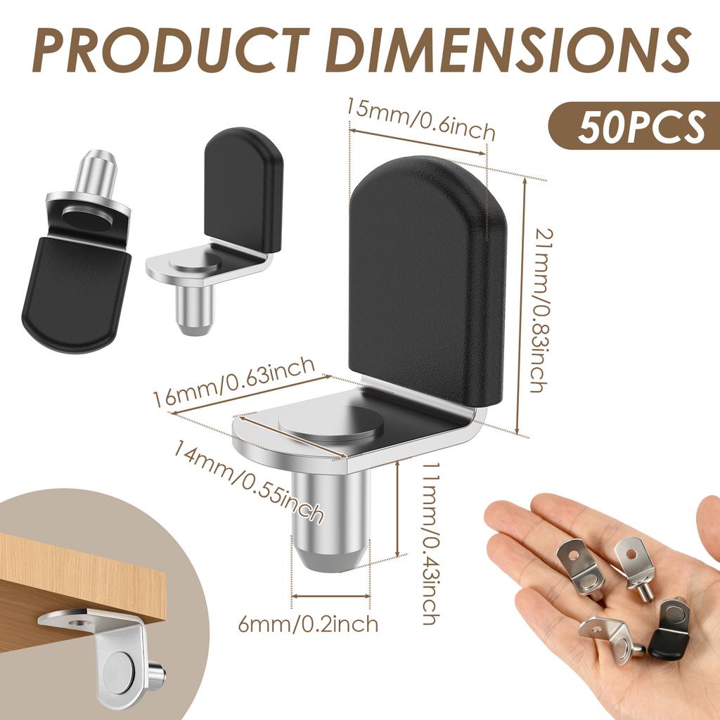 50Pcs Shelf Brackets Support Studs Pegs L Shaped Metal Pin Shelves Seperator Furniture Shelf Wall Mount Bracket Cabinet Holder