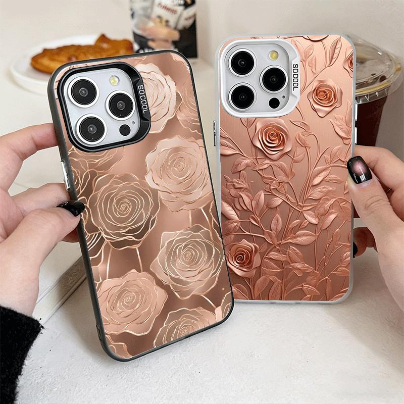 Beautiful Rose Gold Art Soft Phone Case for iPhone 15 16 17 Pro Max 17Air 16E 14 Plus 13 12 Mini Shockproof Cover Back Shell