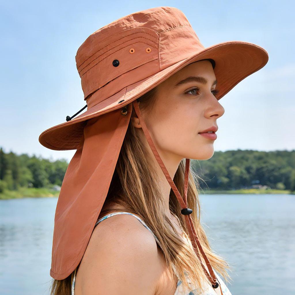 Cappello Parasole Pieghevole con Copricollo, Cappello a Secchiello Leggero per Uomo e Donna, Perfetto per Escursioni e Spiaggia