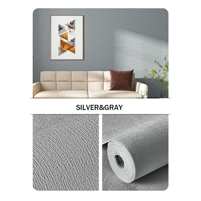

3D самоклеящиеся льняные узоры, водонепроницаемые влагостойкие обои для спальни, гостиной, ремонт, стикер на стену, домашний декор 30m серебряный/серый