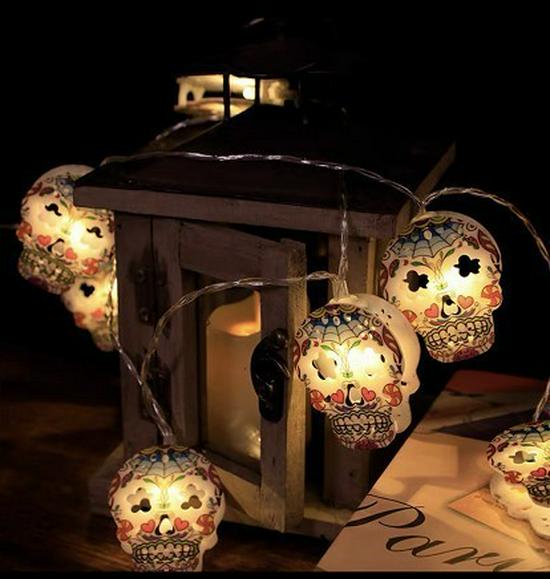 LED Halloween String Lights - Pumpkin, Ghost & Skeleton Waterproof USB/Battery Decorative Lights