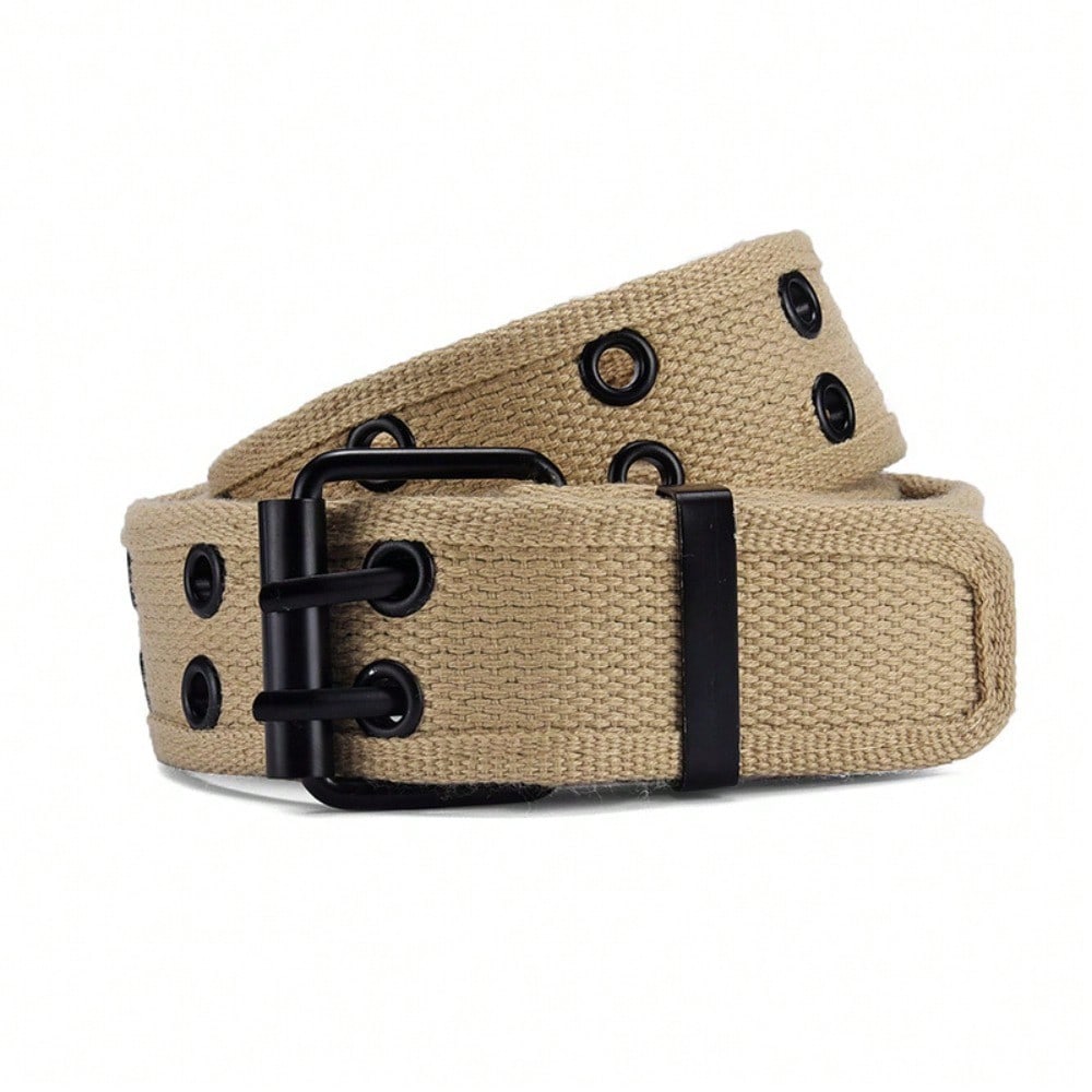 Double Buckle Belt Double Vent Eye Punch Pin Buckle Belt Youth Strong and Durable Jeans Belt