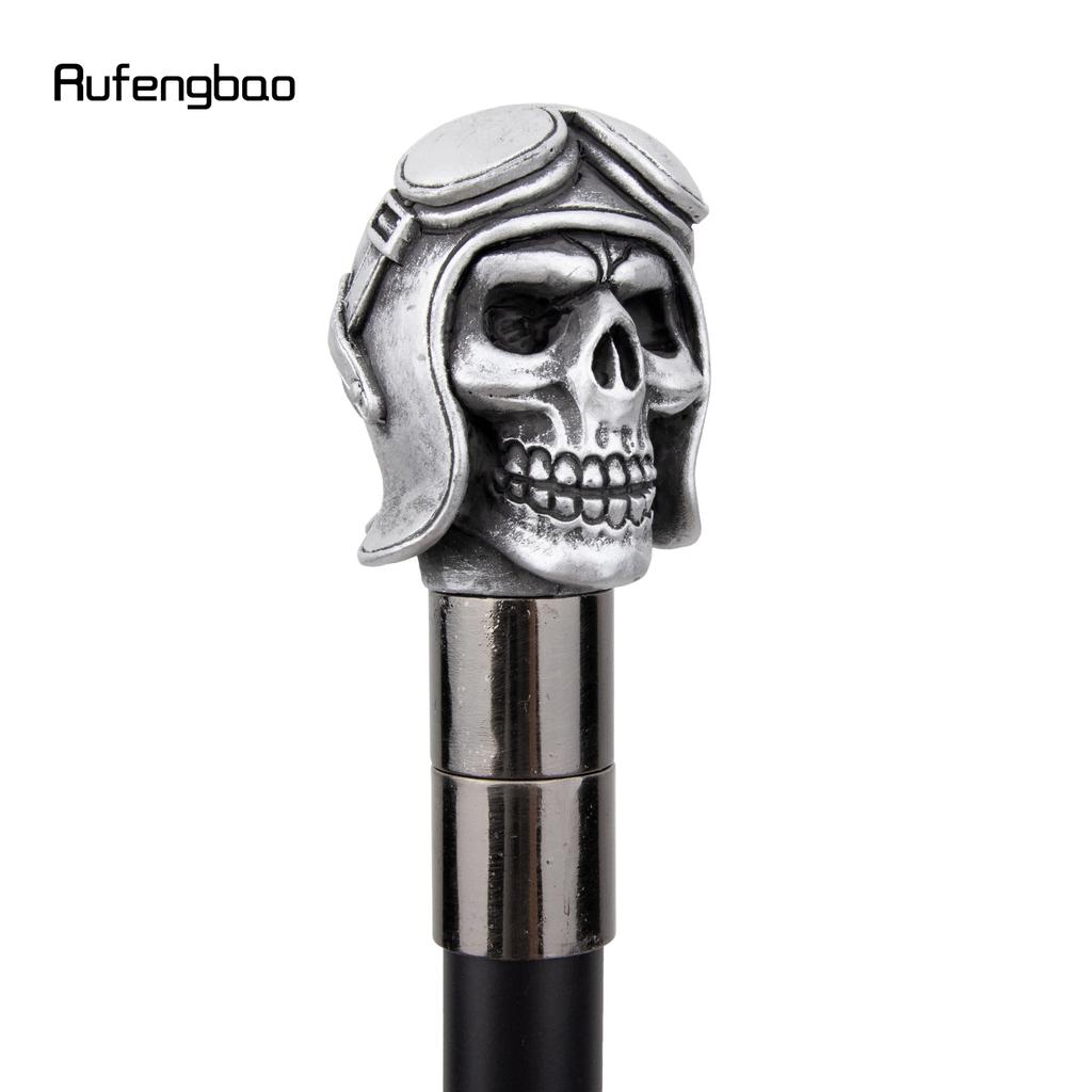Silver Resin Skull Head Walking Cane Fashion Decorative Steel Walking Stick Gentleman Elegant Cosplay Cane Knob Crosier 92cm