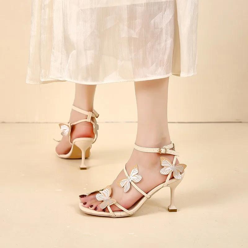 2025 New Buckle Strap Women's Sandals Butterfly-knot Office and Career Brand Open Toe Summer Best Seller Heeled Sandals