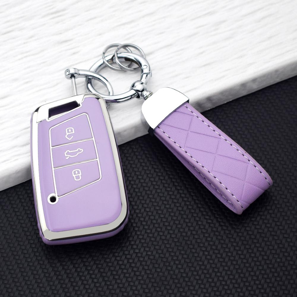 Anti-scratch TPU Car Key Case Cover for Volkswagen VW Passat B8 Magotan Skoda Superb A7 Key Fob Shell with Keychain Accessories