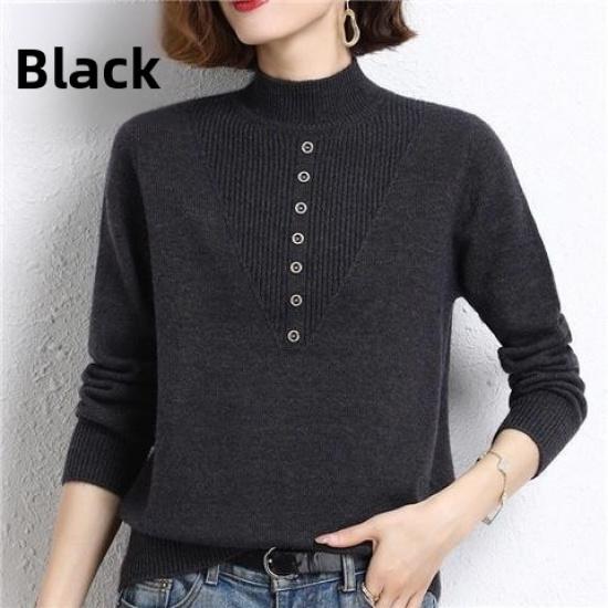 Autumn and winter women's new warm half-high collar base shirt, mother's wear, knitted thick sweater