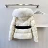 Explosive original standard high-quality Mengjia SS new women's fur collar waist down jacket