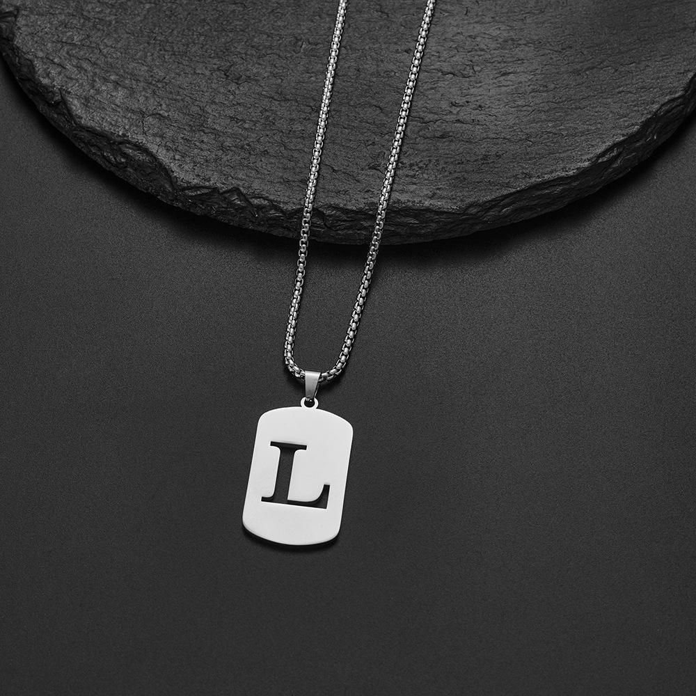 Unisex Stainless Steel English Alphabet Necklace - Niche Design, Simple, Versatile Long Chain for Hoodies