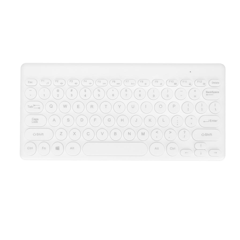Wireless Keyboard 2.4G 78 Keys Ergonomic Design Portable Slim Power Saving Round Keycaps USB