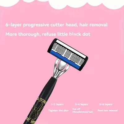 6-layer Razor Blade, Men's Stainless Steel Blade, Classic Water Washed Razor, Sharp Blade for Clean Shaving