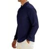 Mens Loose Turn Down Collar Long Sleeve Casual Business Solid Polo Shirt