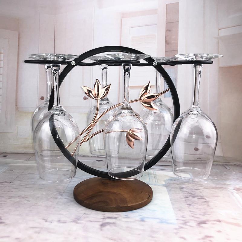 Suport pentru pahar pentru vin și șampanie cu flori răsucite retro, roșu, design cu picior înalt inversat