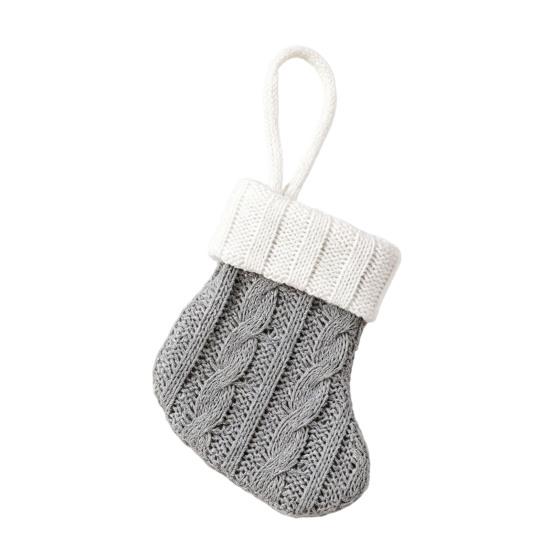 Xmas Tree Hanging Decorations Christmas Tableware Holder, Knitted Stockings Spoon Knife Fork Small Holiday Gift Tags Bag for Fireplace, Tree,