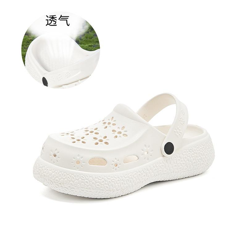 New Hole Shoes Women's Summer Thick Soles Increase In Height and Wear Beach Sandals Casual Versatile Semi-drag Women